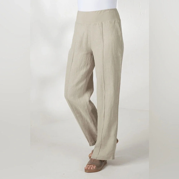 Coldwater Creek Linen High Rise Wide Leg Charcoal Pull On pants - Picture 11 of 12